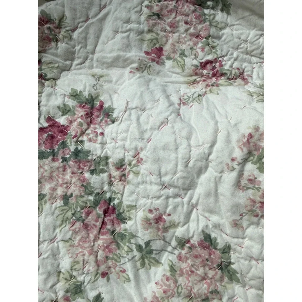 VTG Simply Shabby Chic Pink Floral Rose Cotton King Quilt Laura Ashley cottagec